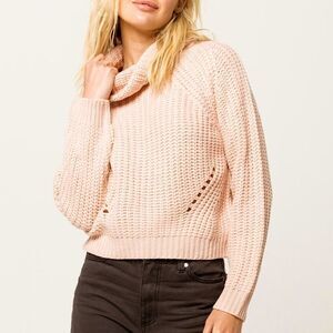 IVY & MAIN Shaker Knit Turtleneck Pink Sweater